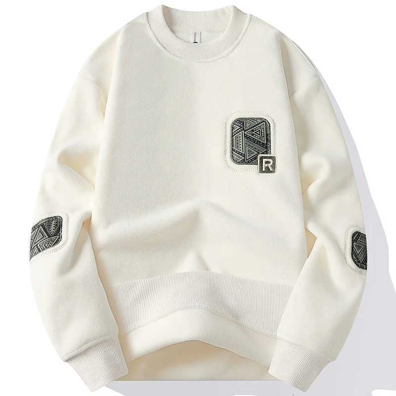 Hommes mode épais à capuche broderie pull polaire doublé hommes vêtements d'hiver marque élégante blanc vert pulls M251206