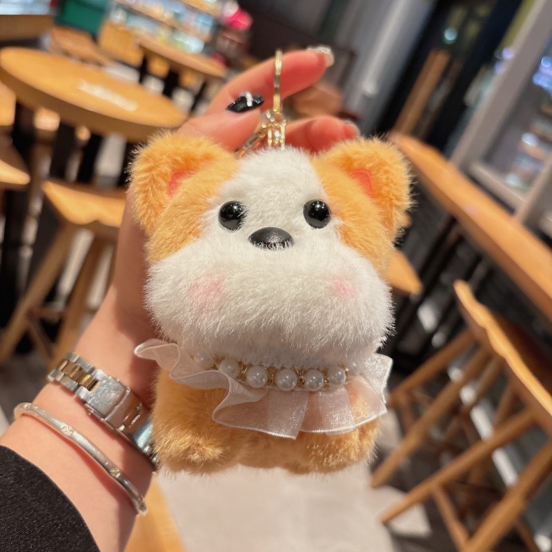 Keychains Women's Cartoon Cute Puppy Fuzzy Keychain with Purse Ornament - Mini Decorative Toy Key Ring Gift for Women & Men Free Shipping