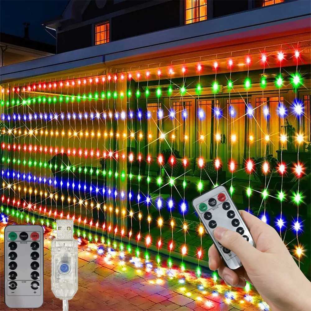Guirlande lumineuse rideau LED 3M/6M, avec 8 Modes, pour le nouvel an 2026, Navidad 2025, décoration de fête d'arbre de noël, de mariage, M251206