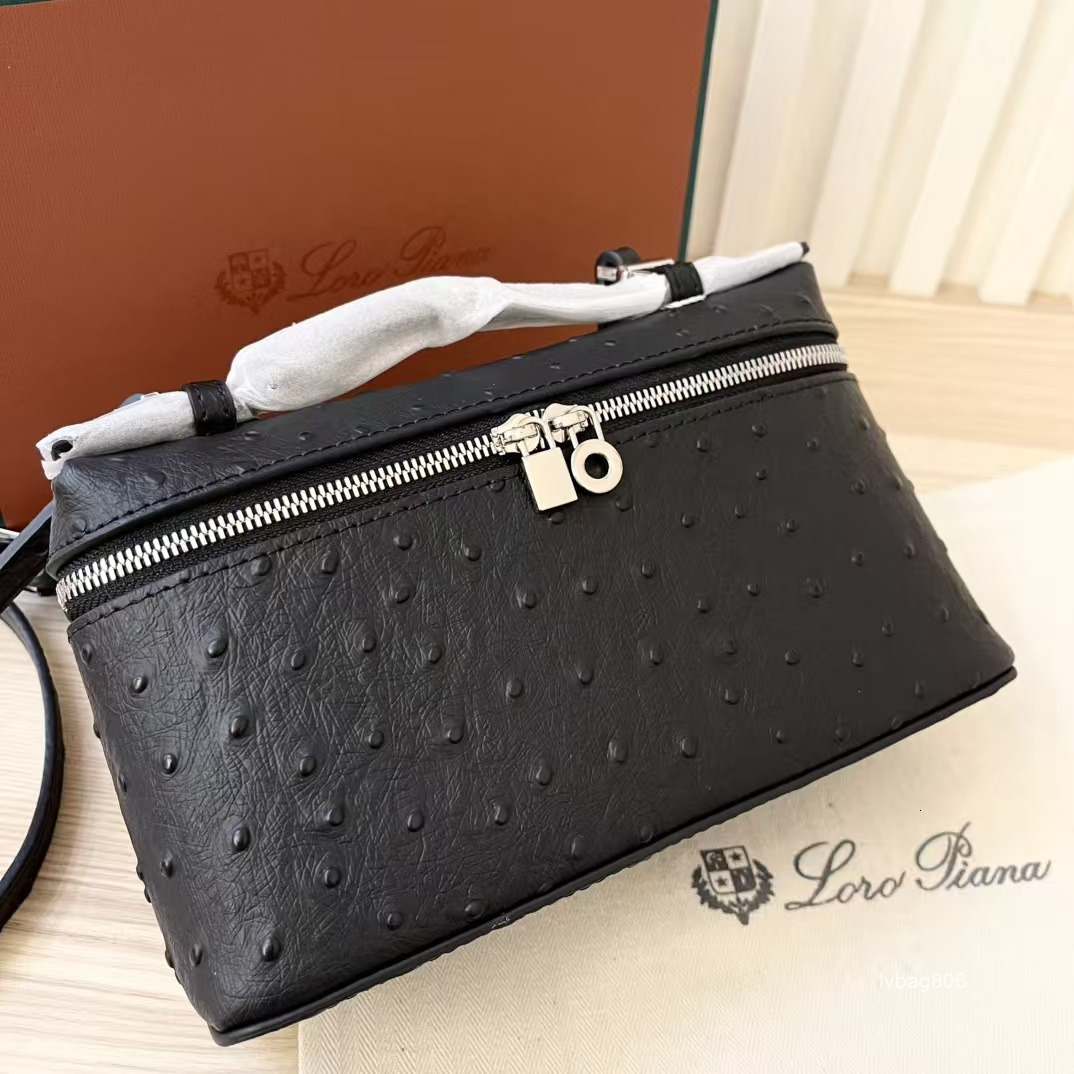 Cosmetic Bags Cases Cosmetic Bags 10A Womens Classic Box Designer Portable Ostrich Pattern Shoulder Leather Quilted Cross Lage Mini Makeup Bag 19cm