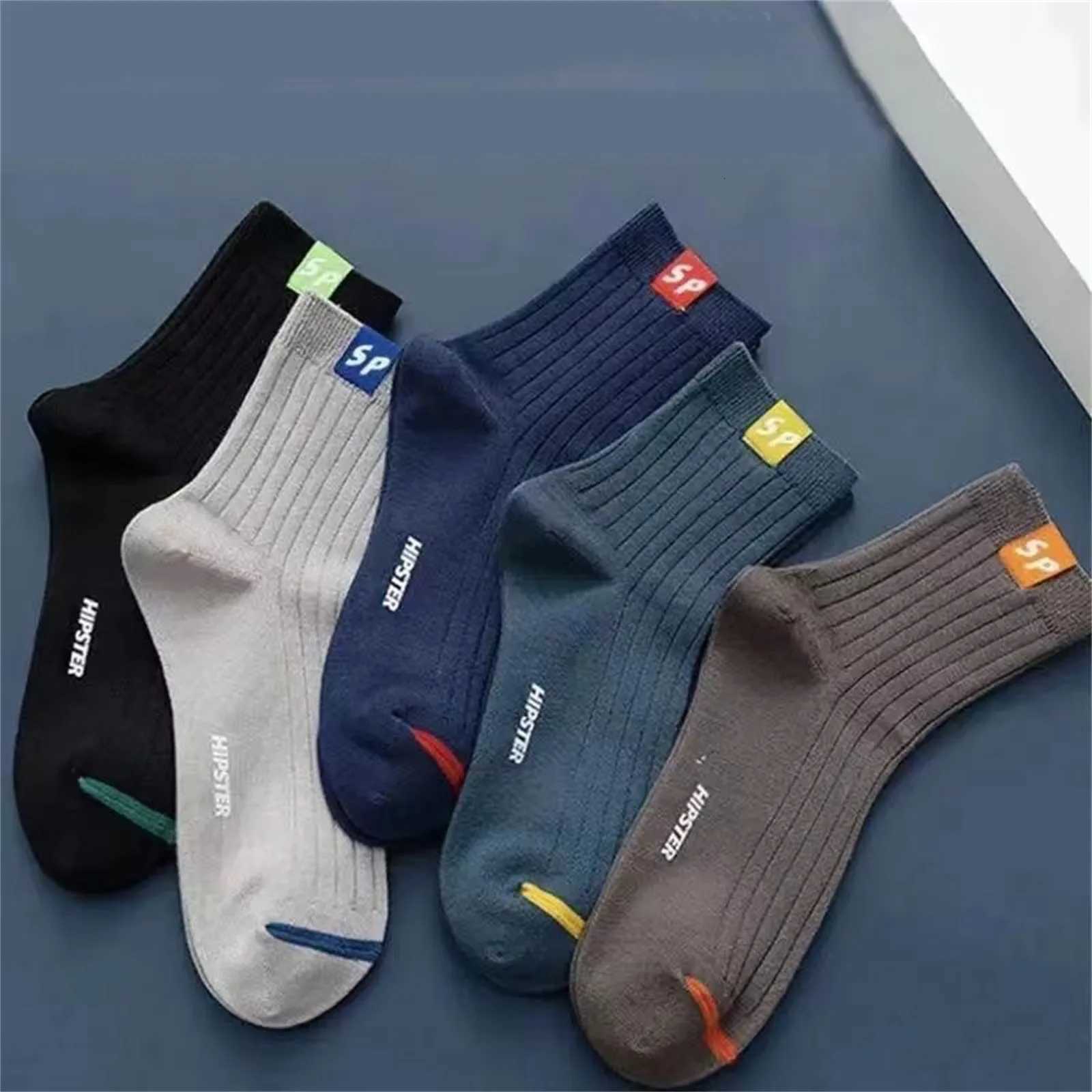 5 Pairs Mens Socks Mid-Calf Socks Warm Socks Long Sweat-Absorbing Breathable Socks Trendy Versatile Fall And Winter Sports SockT251206