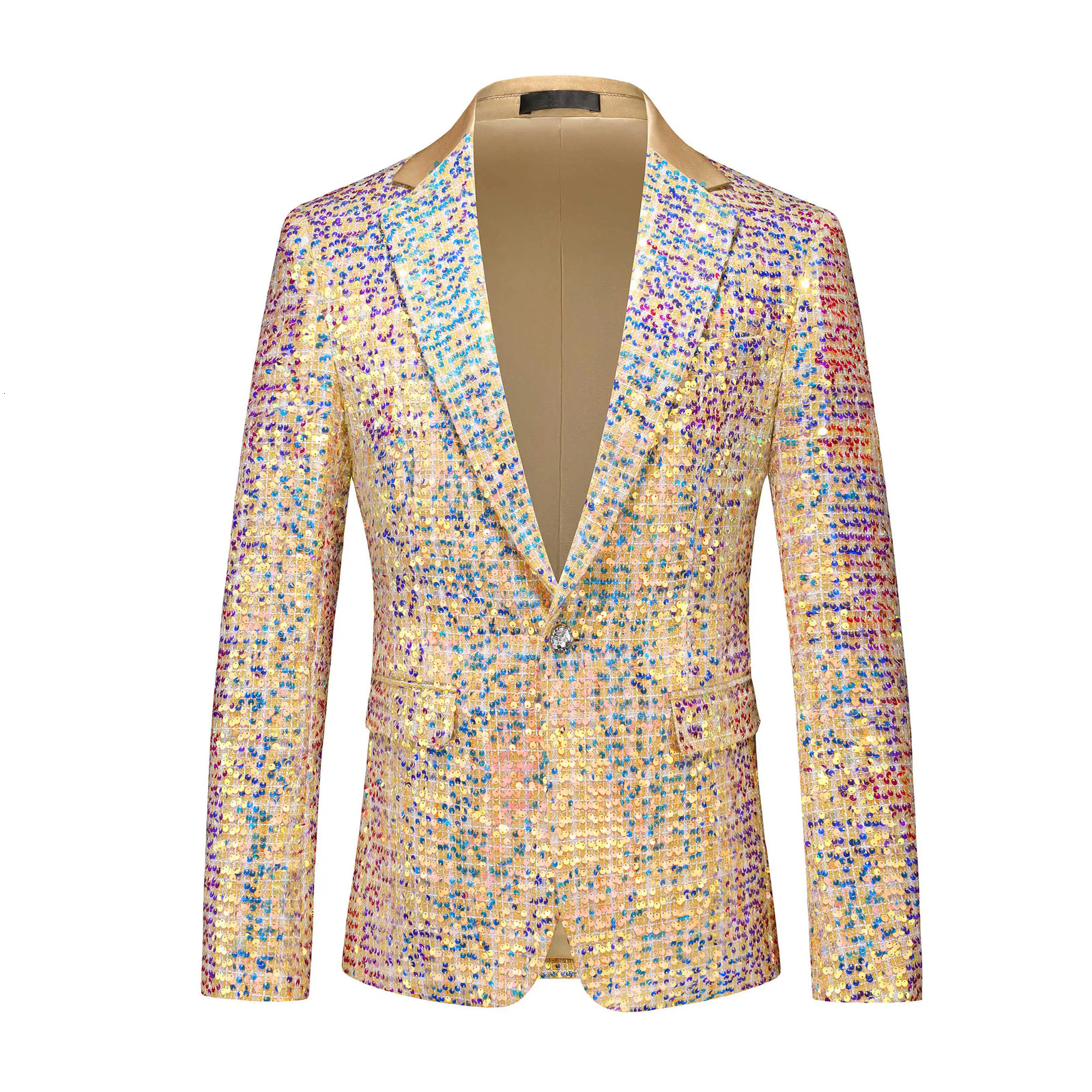 Hommes Blazer veste de haute qualité couleur or paillettes costume manteaux pour homme grande taille Slim Fit hôte/scène Performance Costumes 251