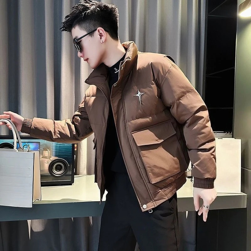 Veste d'hiver rembourrée en coton pour hommes, manteau épais et élégant, chaud et à la mode, Parka surdimensionnée à capuche, arrivée 2025, 25112