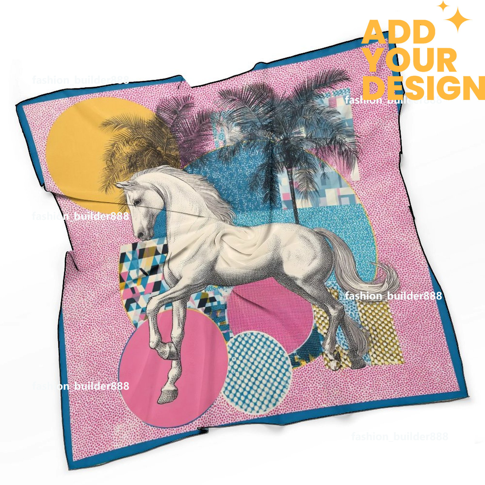 Designer personnalisé H cou écharpe pour motif de cheval de luxe femmes soyeux foulards cheveux bandanas carré écharpe accessoires de mode léger