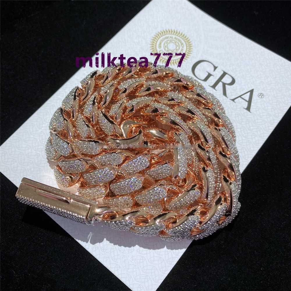 Custom Pendant Necklace Hip-hop 20mm Wide Box Buckle Miami Thick Cuban Chain Full Set with d Color Moissanite Mens