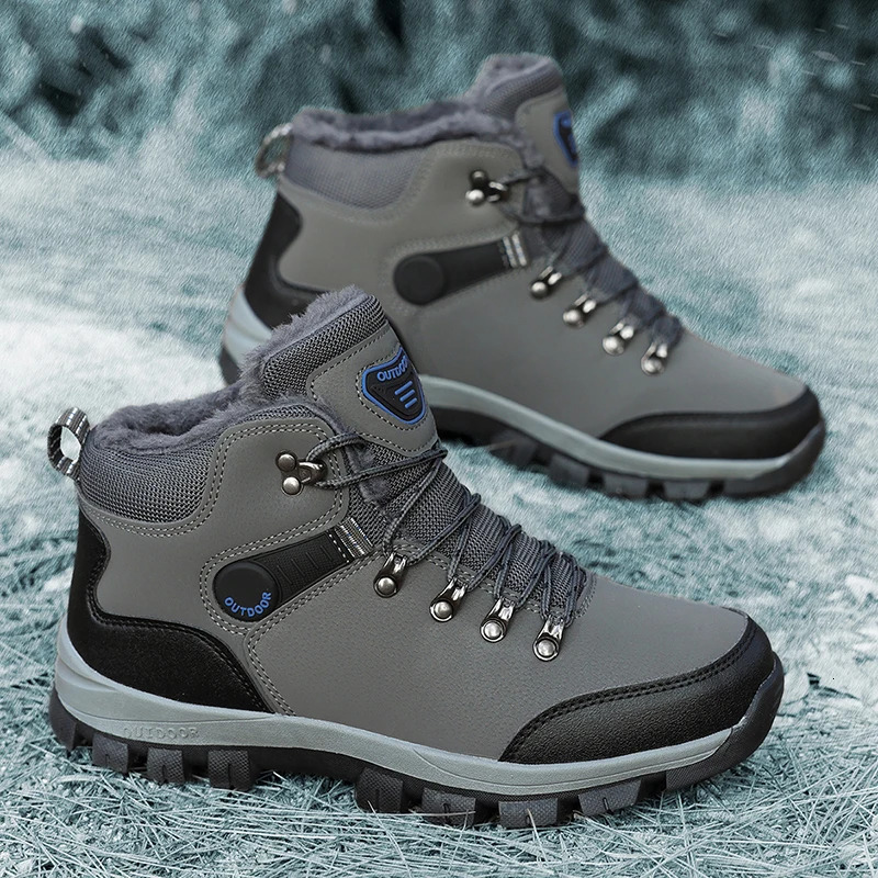 High-top Mens Hiking Boots Winter Outdoor Sneakers Plush Warm Snow Ankle Boots for Men Waterproof Sport Casual Trekking Shoes 251204