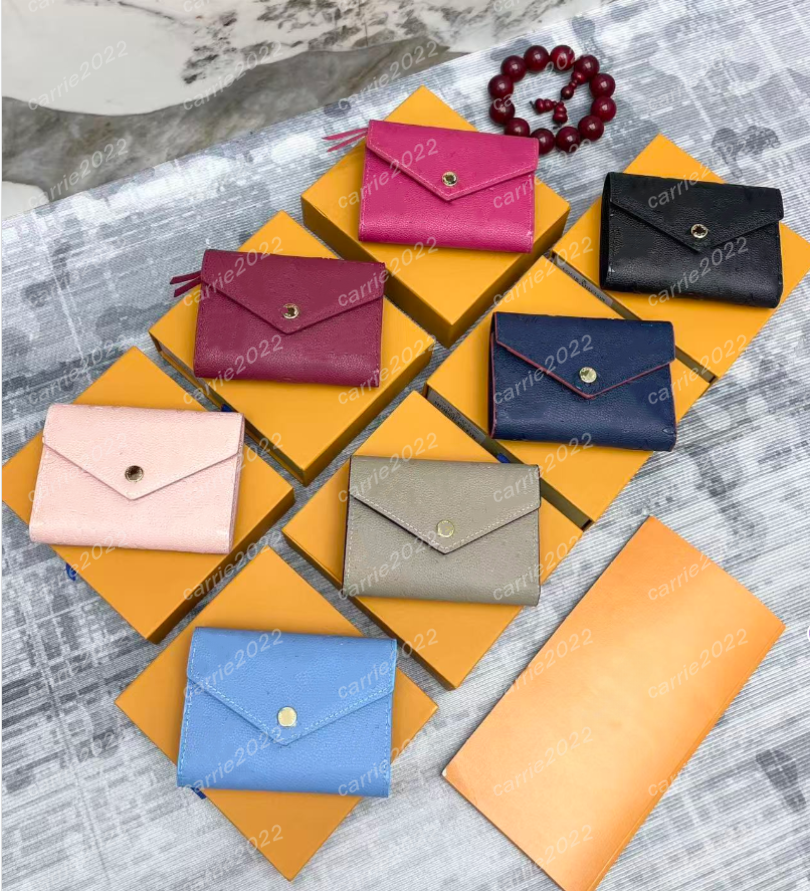 Luxury Wallets purses card holder famous Embossed Black single zipper Handbags designer women wallets lady Litchi grain cowhide Empreinte with orang