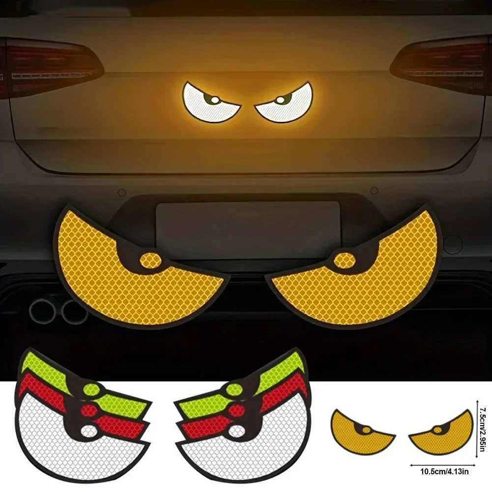 2 pièces motif yeux de chat autocollants de sécurité de conduite de nuit pour auto camion moto réflecteur autocollant voiture réfléchissant bande