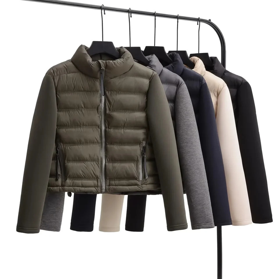 KarOtza 2024 Autumn/Winter Womens Stand up Collar Splicing Short Cotton Clothes Lightweight Cotton Jacket Coat251201