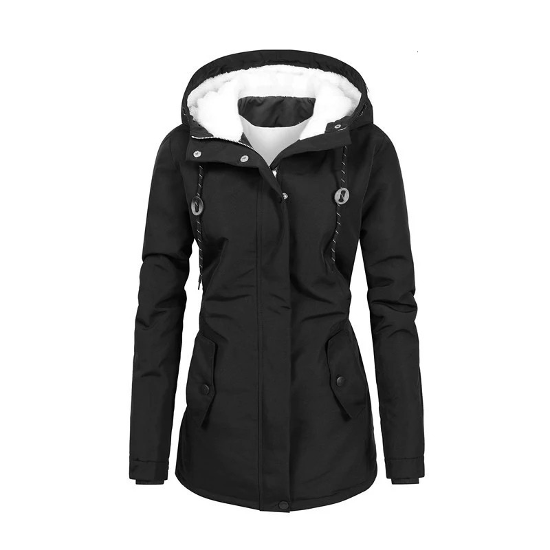 Hiver femmes Parkas chauds à capuche rétro épais manteaux en peluche femme polaire doublé mi-long coton veste manteaux chauds Clothing251201