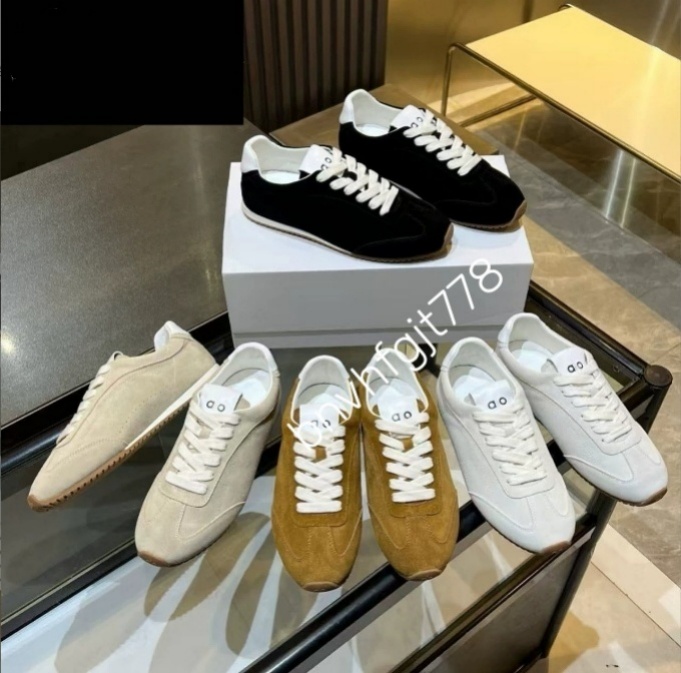 Designer de luxe Hommes Femmes Baskets d'extérieur plates Techniques en daim de vache Chaussures décontractées Baskets en maille respirante Éléga