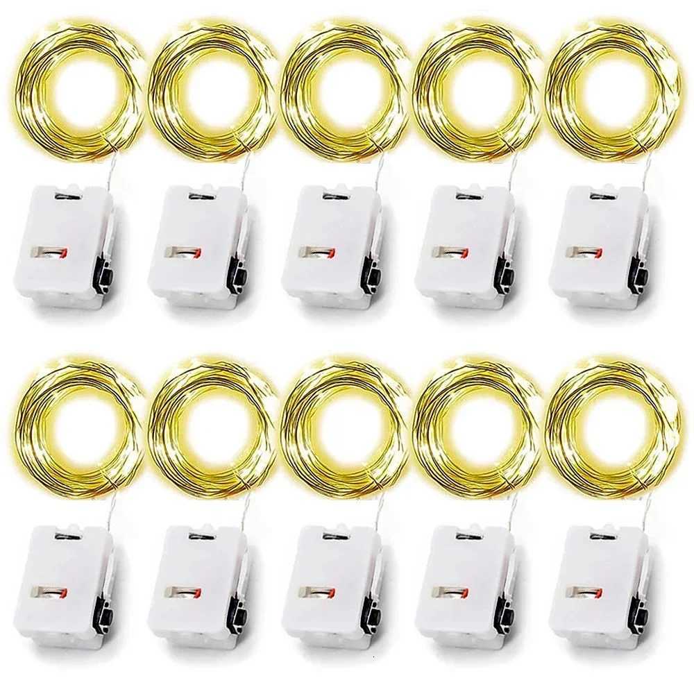 Paquet de 10 guirlandes lumineuses 30Led 3 mètres fil de cuivre argenté décorations alimentées par batterie lumières pour fête de mariage décor d