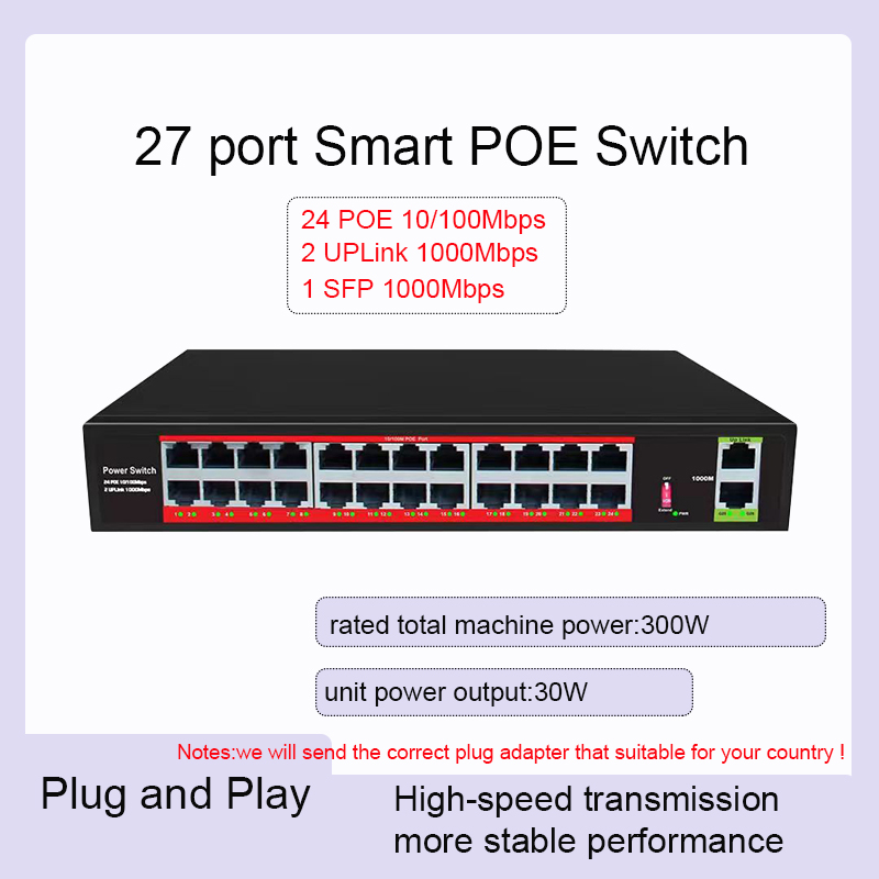 High-Speed POE Switch with 27 Ports - Supports SFP Uplink & Fast Ethernet-image-1087582607