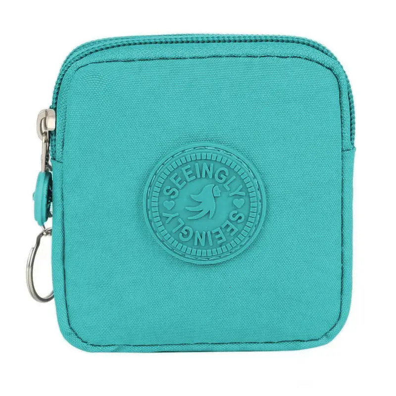 Mini porte-monnaie multifonctionnel à double couche de couleur unie avec fermeture à glissière, carte d'identité bancaire, clés de carte de crédi