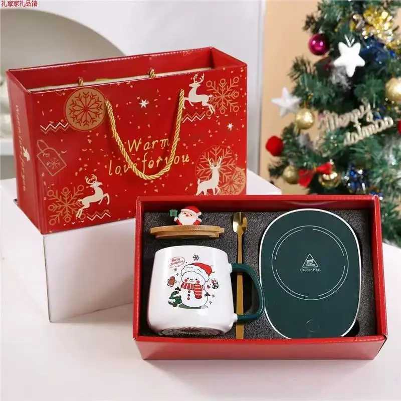 Christmas mug with lid spoon cute couple mug coffee cup ceramic water cup for girls birthday gift cup M251206-image-1087463475