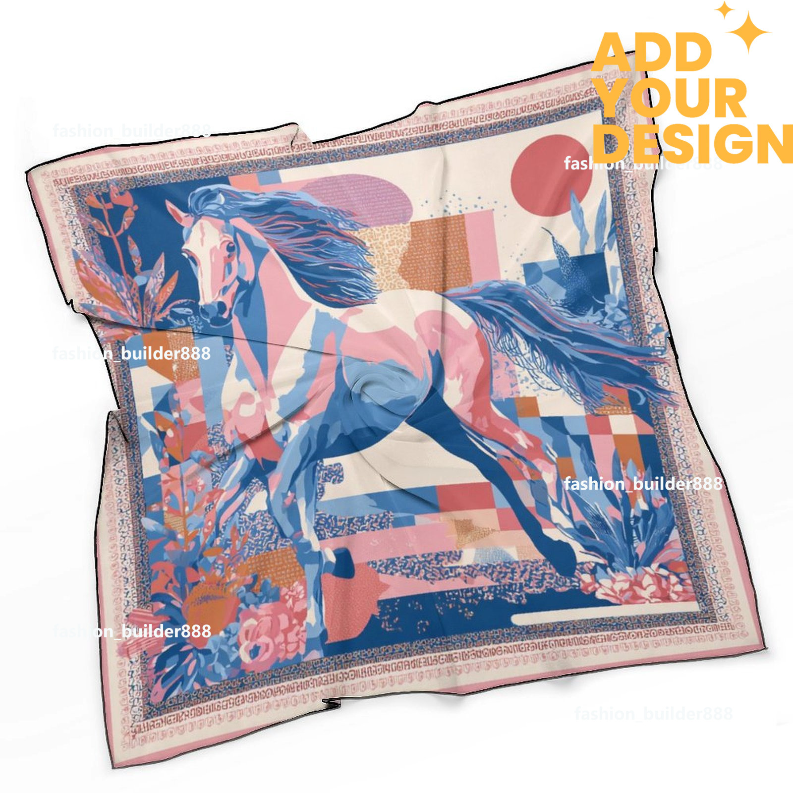 Designer personnalisé H cou écharpe pour motif de cheval de luxe femmes soyeux foulards cheveux bandanas carré écharpe accessoires de mode léger