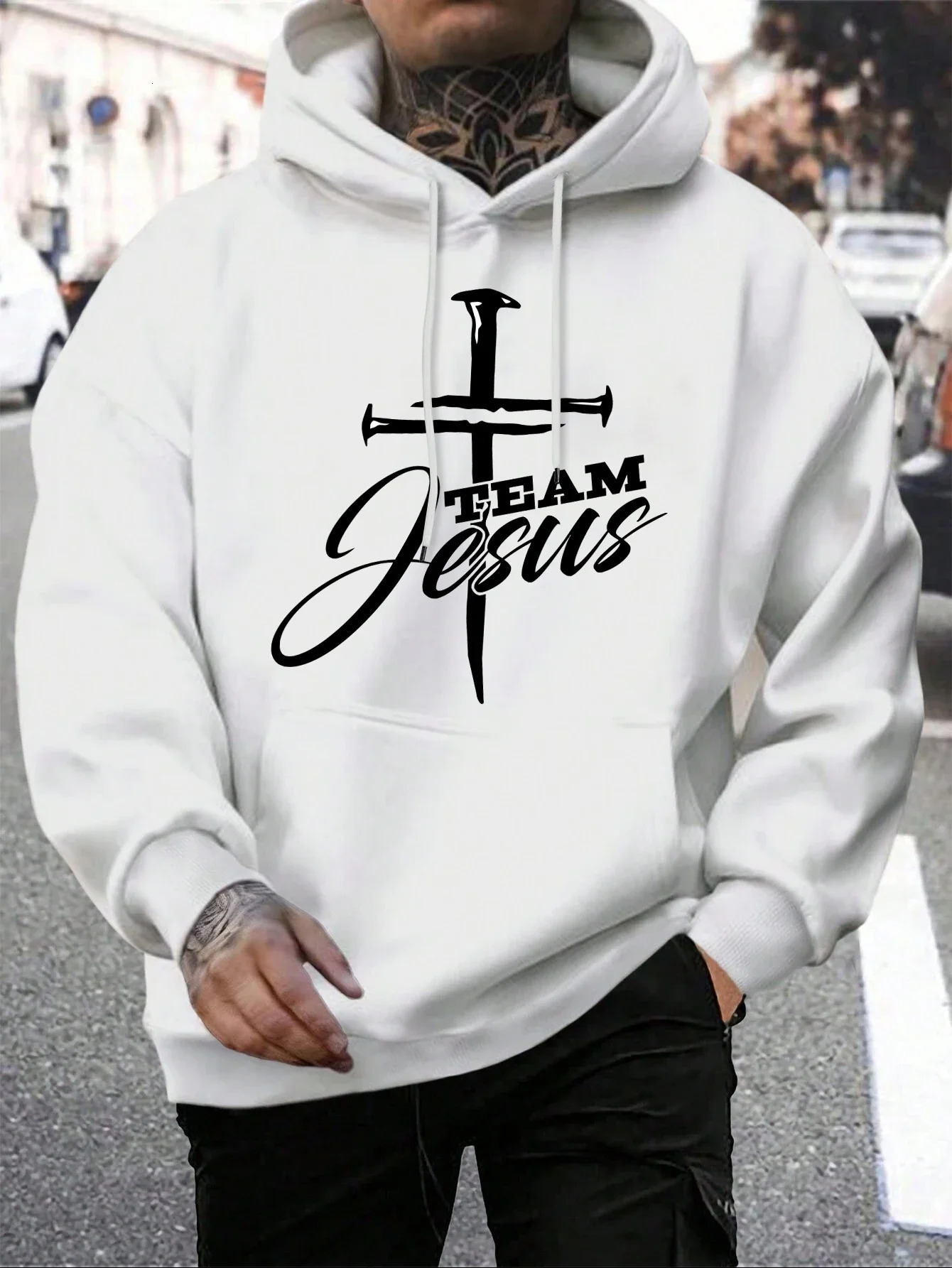 Team Jesus Letter n Printing Mens Sweatshirt Fashion Warm Hooded Casual Pocket Hoodies Autumn Loose Streetwear 251201