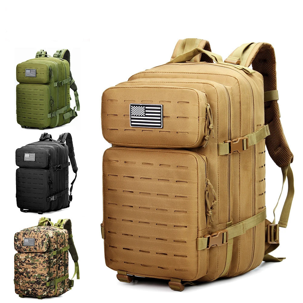 35/45 / 50L 900D Nylon Sac à dos étanche Sacs à dos militaires en plein air Sports tactiques Camping Randonnée Trekking Pêche Sac de chasse 25120