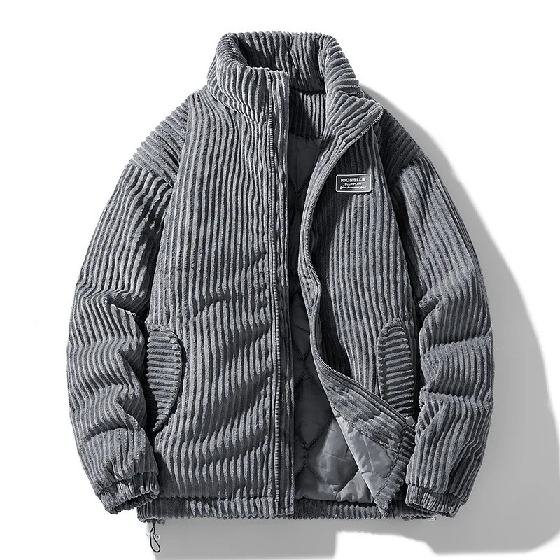 Vente de coton pour hommes épais et chaud parka manteau d'hiver en velours côtelé veste en coton hiver pour hommes couleur unie décontracté hiver
