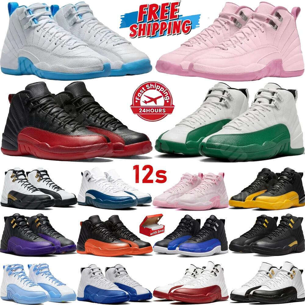 with box Designer basketball shoes Taxi Flu Game 12s women men basketball shoes 12 French Blue Bucks White Green Elephant Print mens trainers outdoo