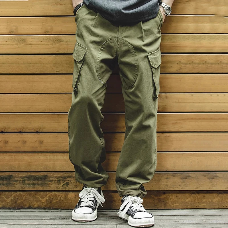 Mens vintage British Royal Navy pants pure cotton tapered cargo allseason casual largepocket straightcut long 251205