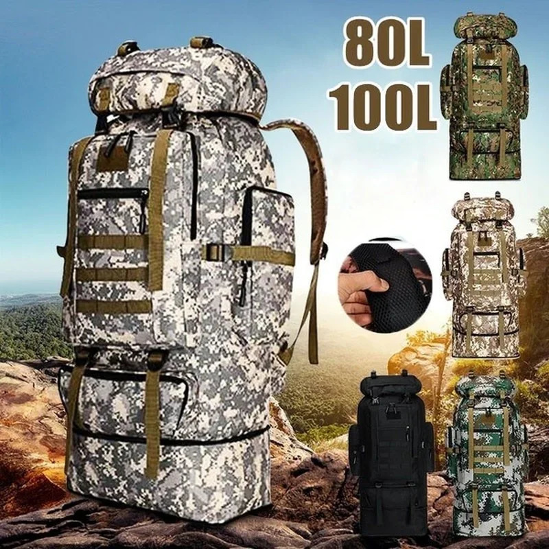 80L/100L sac d'alpinisme sac d'escalade sacs à dos tactiques grand sac à dos en plein air randonnée Camping sacs de voyage 251205