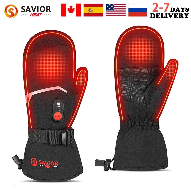 Savior Heat Mitaines d'hiver Gants chauffants de ski Batterie électrique rechargeable pour hommes Femmes Garder au chaud Gants de sports de plein