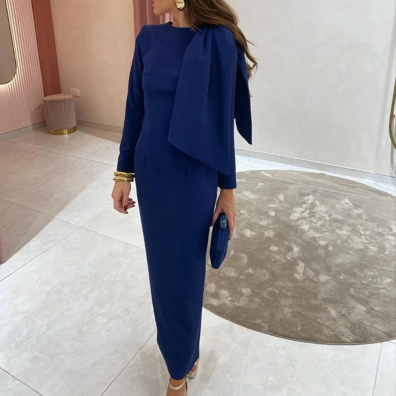 Fashion Long Sleeve Bow Accent Maxi Dres Autumn Bodycon Slim Elegant Style Suitable for Office Banquet or Wedding Guest 251128