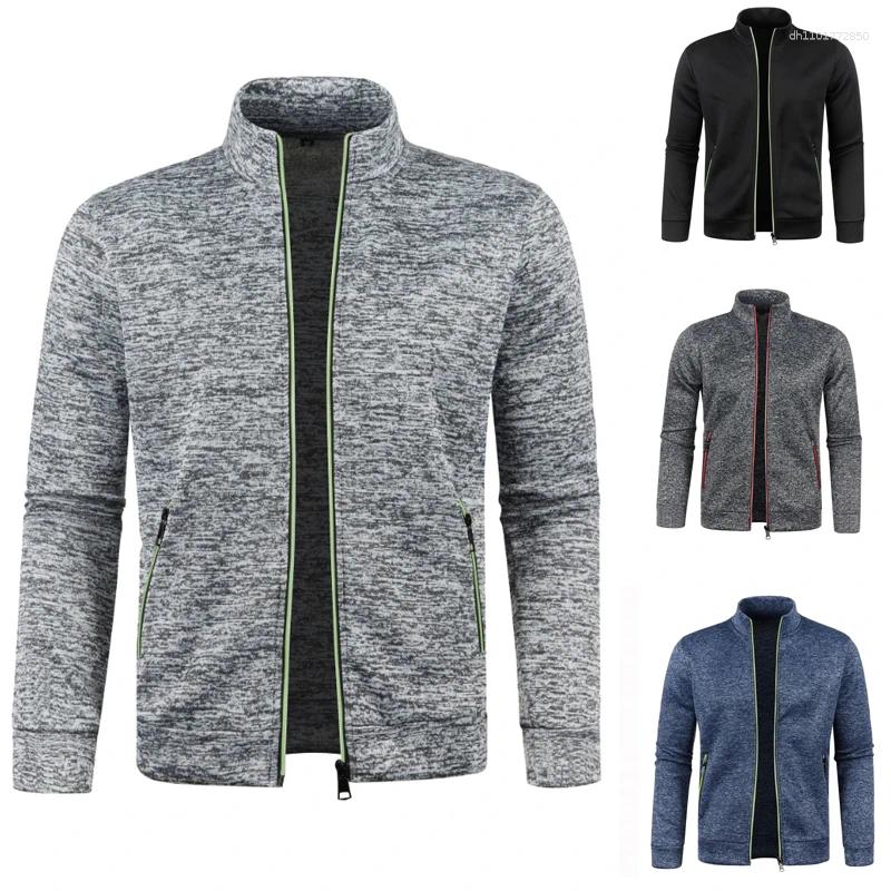 Men's Sweaters Autumn And Winter Long Zipper Color Block Sweater Sleeves Thin Plush Jacket Casual Slim Fit Comfortable Coat