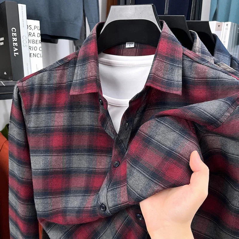 Autumn Mens Printed Striped Long Sleeved Shirt Casual Fashion Versatile Mens Top 251205