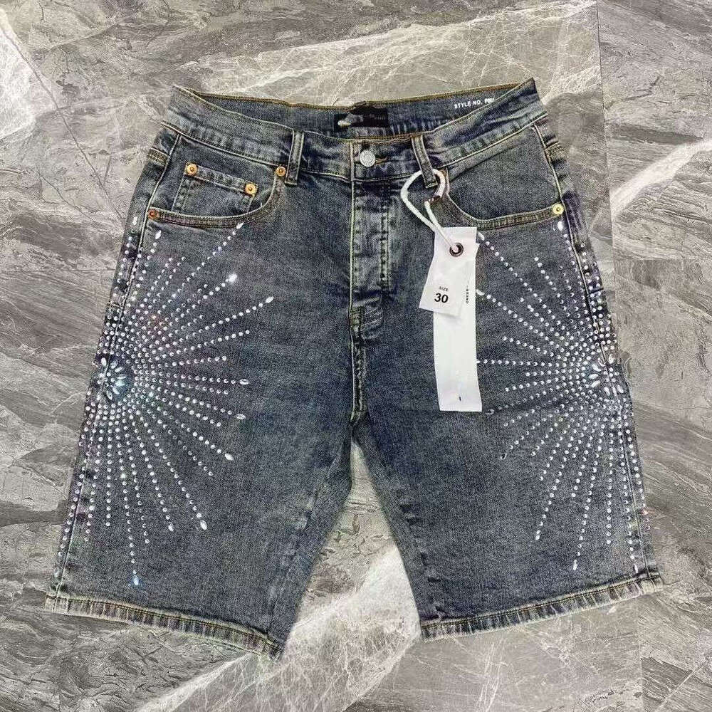 2025 New High quality shorts designer purples jeans Denim Trousers Mens Jeans Short hip hop hole Casual shorts Knee lenght jean clothing