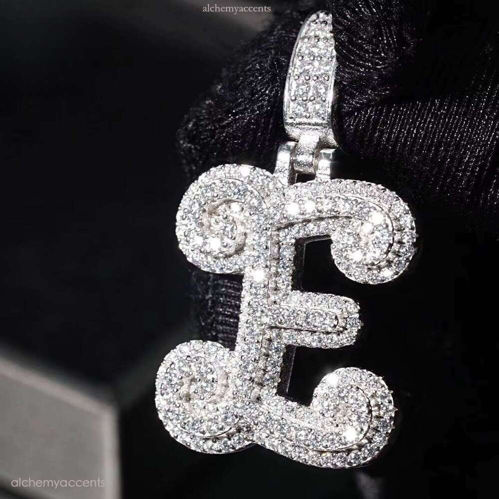 Manufacturer Low Price Hip-Hop Jewelry 925 Silver VVS Silicon Stone E Letter Iced Out Diamond Custom Pendant