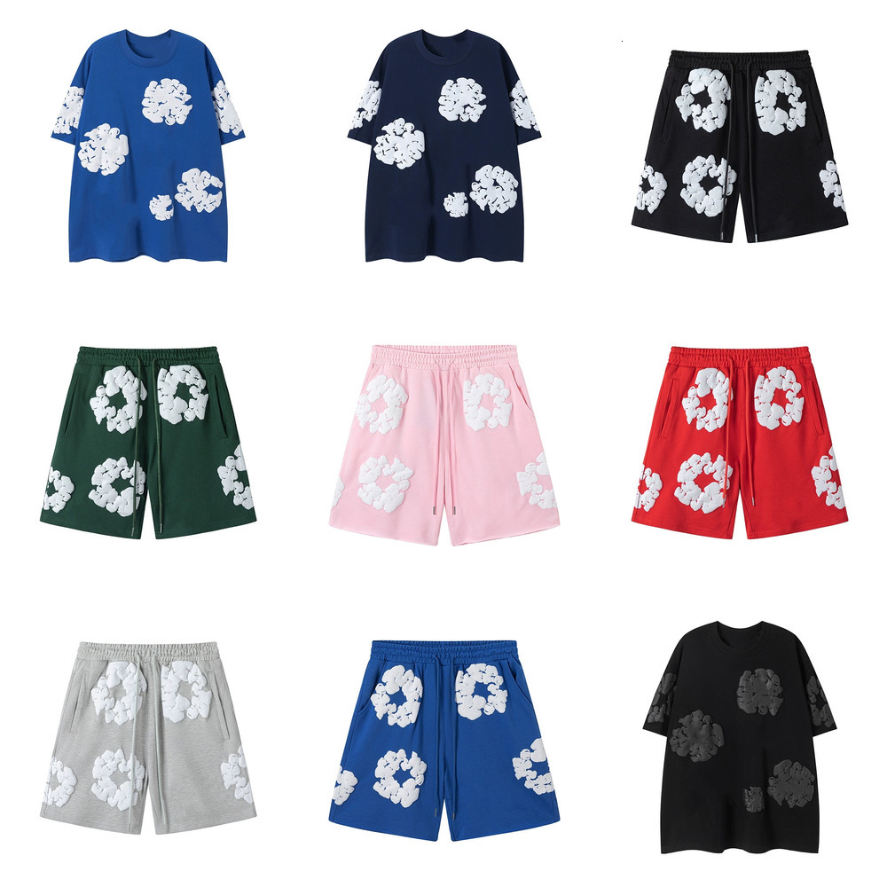 Men's sports shorts designer cropped pants Kapok Full Print Foam T-shirt foam sports pants jogging pants loose casual hip-hop couple Flower Wre