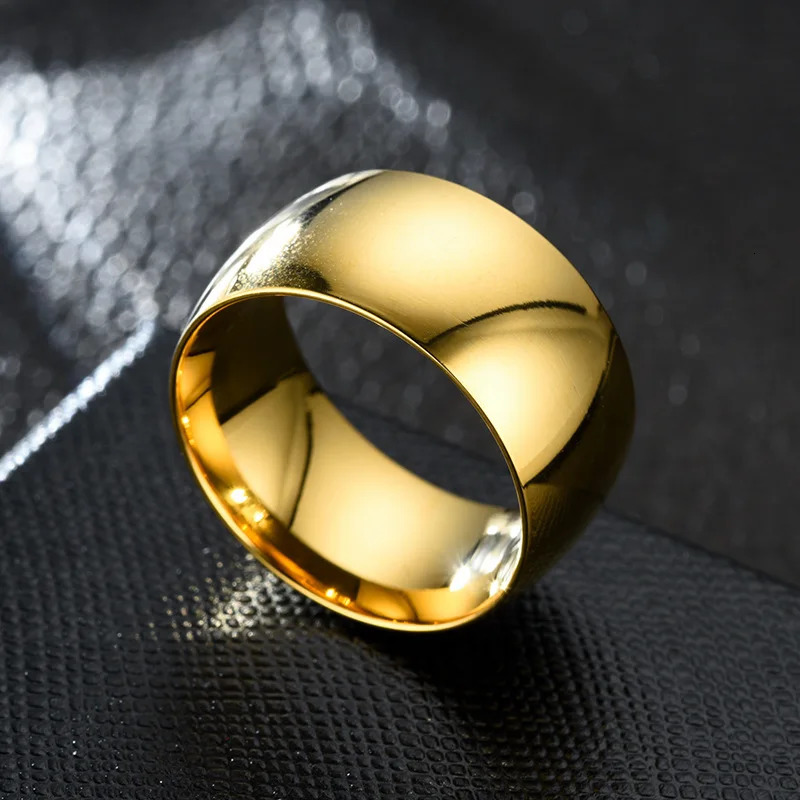 12mm Naver Fade Classic Wedding Rings Gold Color Ring Stainless Steel Rings For Men And Women Jewelry 251202