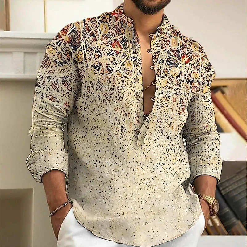 Mens long sleeved button up shirt fashionable and casual loose top spring summer autumn winter 251205