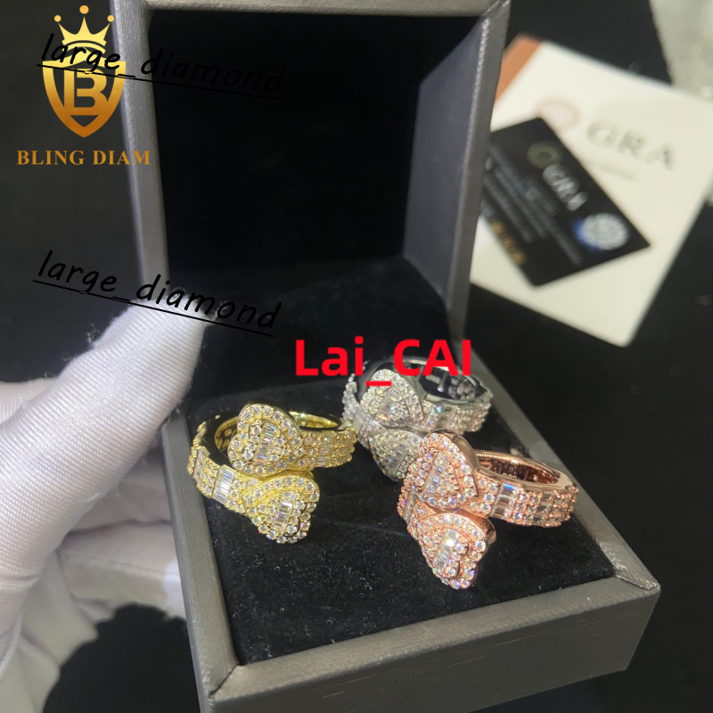 Fashion Heart S925 Moissanite Rings for Men Iced Out Moissanite Hip Hop Jewelry High Quality Diamond Pass Diamond Test with GRA