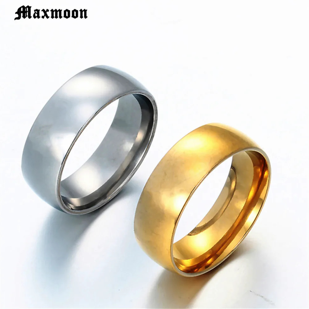 Maxmoon High Quality Stainless Steel Rings For Men Gold Silver Color Smart US Size 5 6 7 8 9 10 11 12 251202