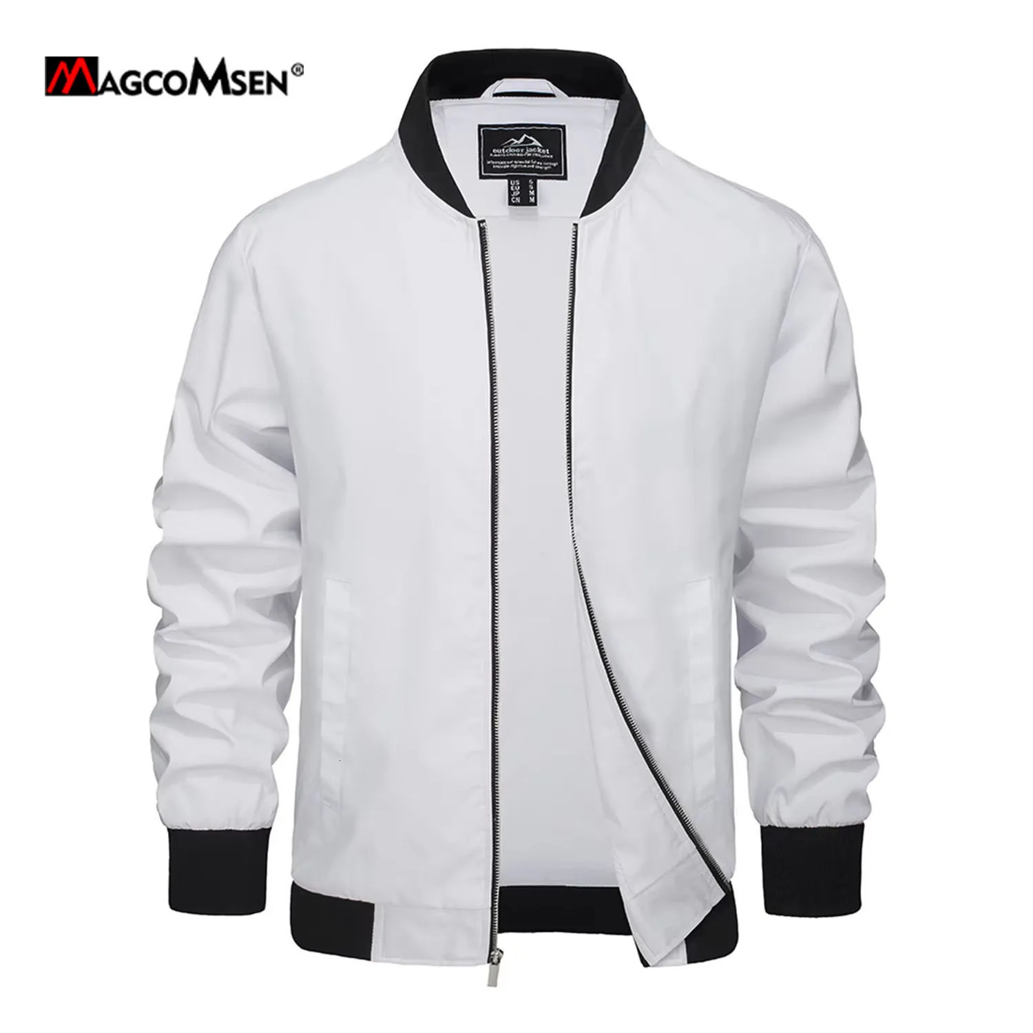 MAGCOMSEN Mens Jacket Casual Bomber Jackets Waterproof Full Zip Lightweight Coats Spring Autumn Windbreaker 251129
