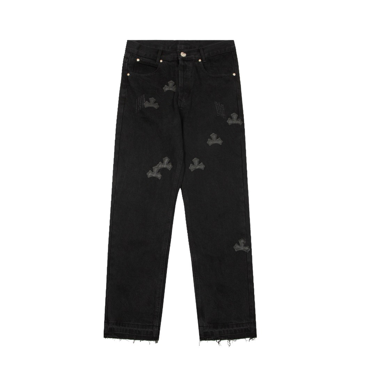 Men's Plus Size Jeans Men's and Women's Long Pants Wide Leg Pants High Street Tight Distressed Denim Pants S1205t16