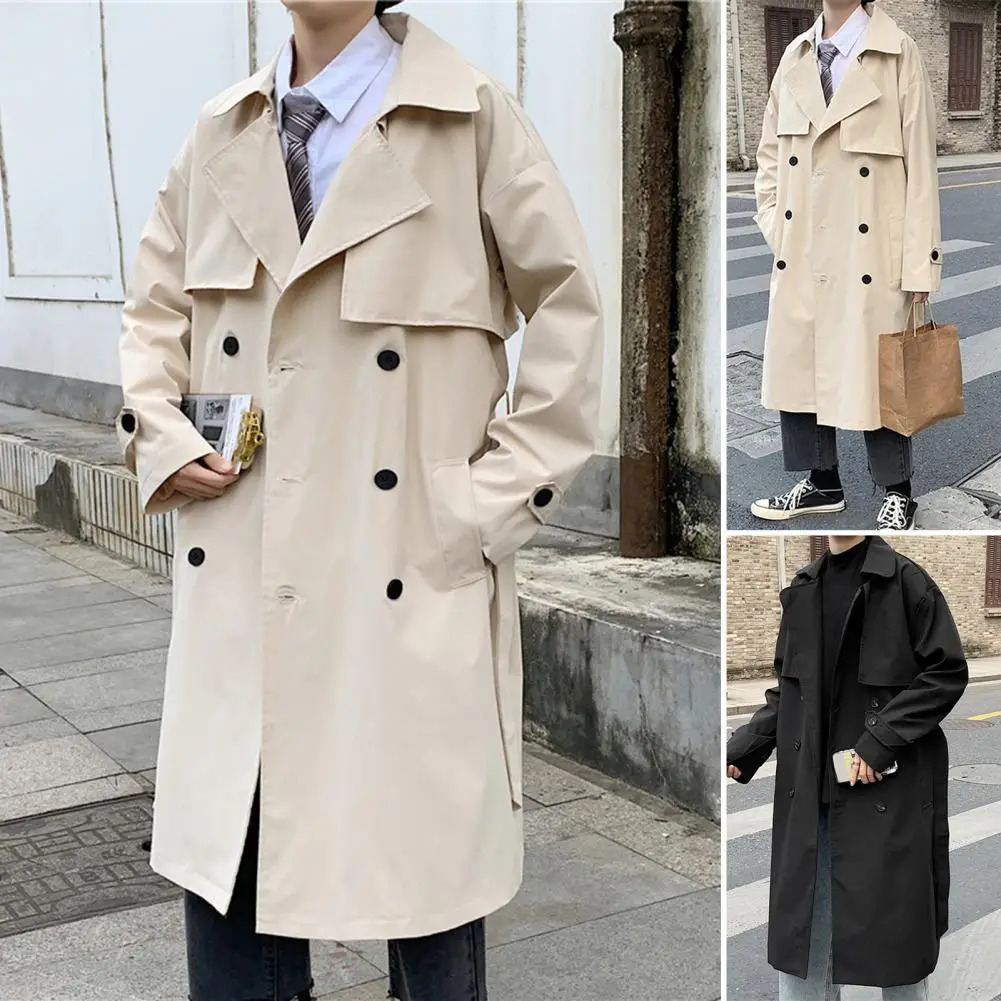 Trendy Oversized Double Breasted Turn-down Collar Men Winter Coat for Street Men Trench Coat Men Winter Coat 251204