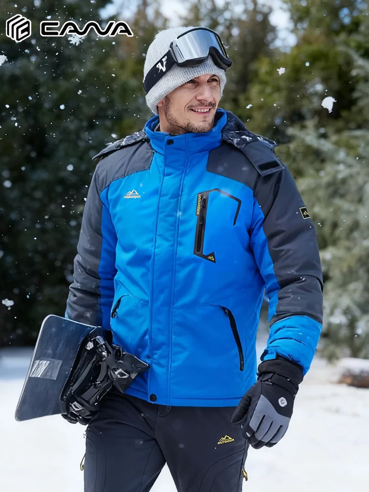 Mens Winter Coats Water Resistant Ski Snow Jacket Warm Fleece Jacket Parka Raincoat With Hood Multi-Pockets Snowboarding Jacket 251111