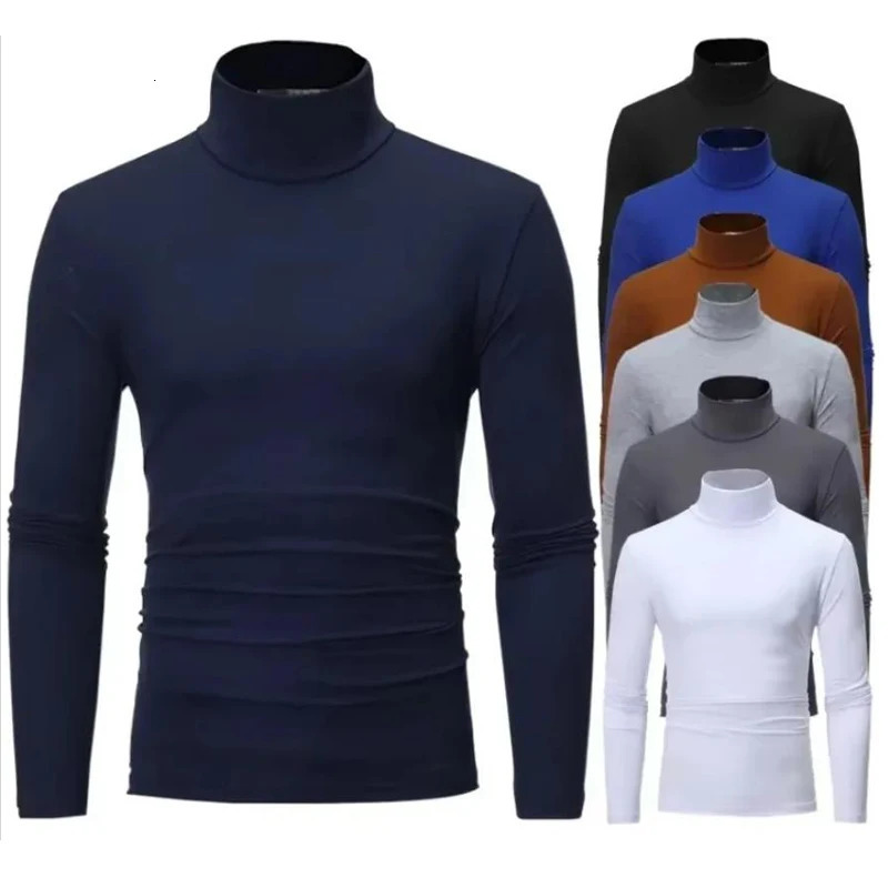 Thermal Underwear Tops Men Winter Clothes Thermal Shirt Autumn Mens Winter Tights High Neck Thin Slim Fit Long Sleeve T-shirt 251204