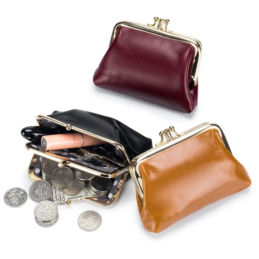 Women Wallets Vintage Genuine Leather Hasp Purses Large Capacity Money Bag for Women Double layer Coin Purse Drop 251204