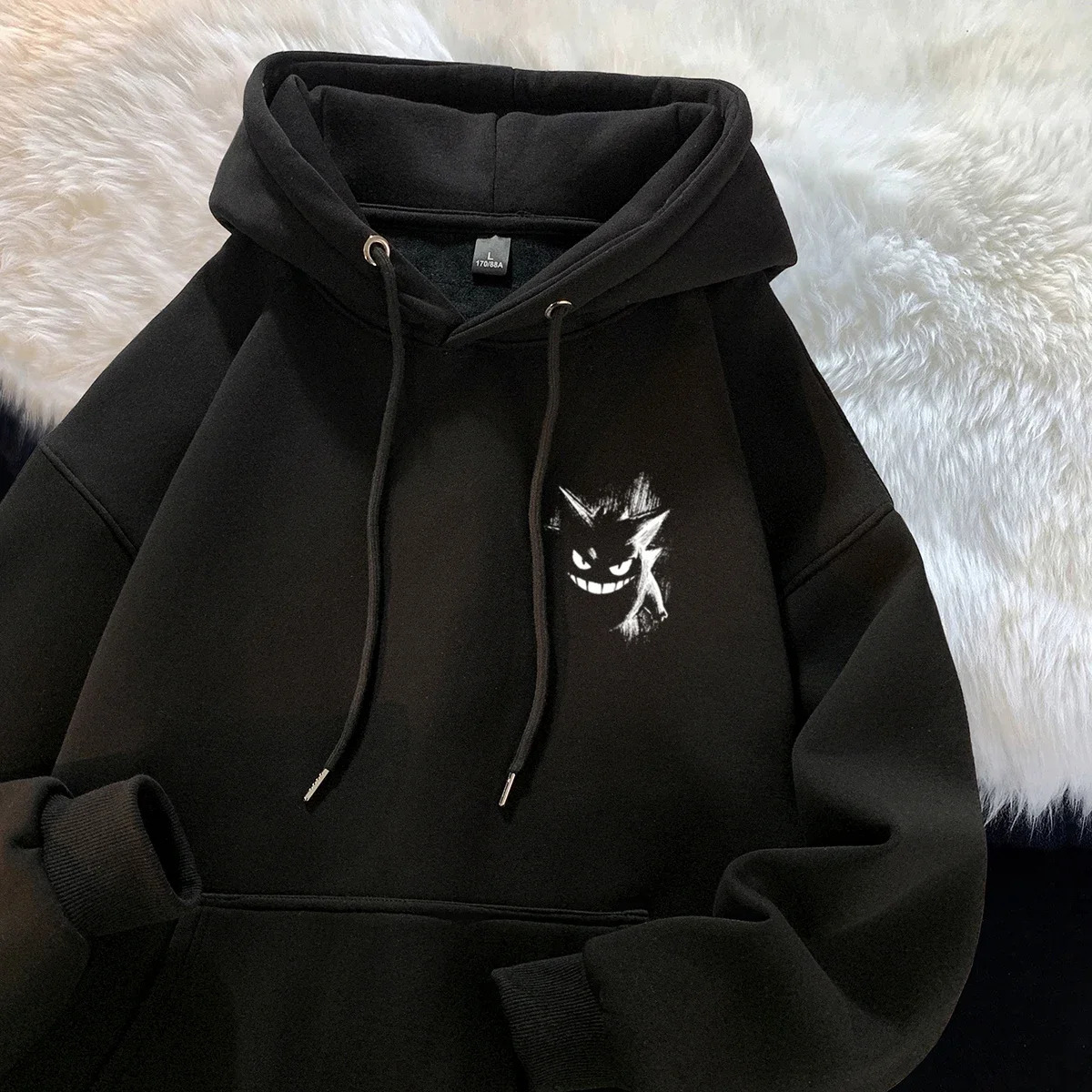 mens fashionable casual hoodie with American street devil print hoodie for spring and autumn wear trendy and comfortable 251201