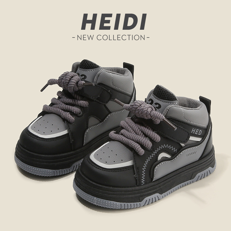 New design Shoes Children's Sports Shoes 2025 Spring and Autumn New Fashion Boys' Casual Board Shoes High-top Girls' soft-soled Casua