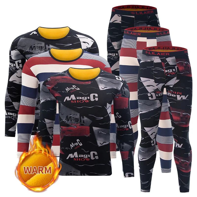 2-piece plus size mens velvet underwear suit comfortable and fashionable printed padded underwear home service set pajamas 251204