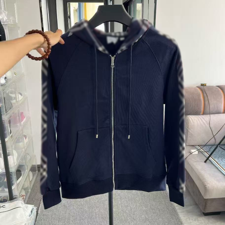 Sweat à capuche de créateur, veste cardigan en tricot à fermeture éclair en patchwork à carreaux classique, vêtements de sport décontractés d'aut