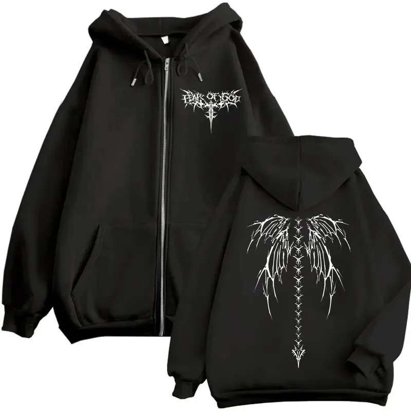 Autumn/Winter Pattern Printed Fashionable Mens Sweatshirt Casual Jacket Punk Harajuku Daily Wear Zipper Hooded Sweatshirt 251201