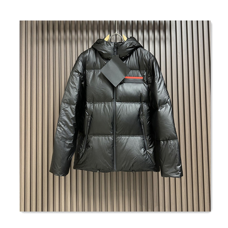 Winter mens down designer down jacket fashion hooded red logo printed nylon waterproof fabric thickened men coat outdoor warmth windproof casual