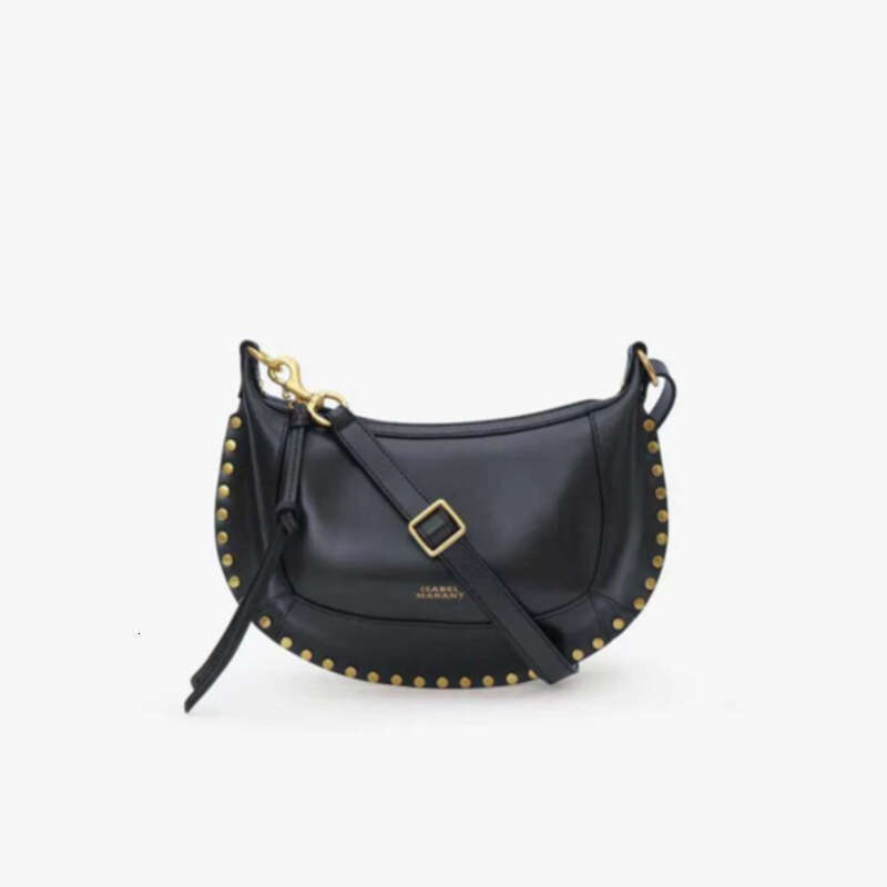 French Retro Cross-Border Hot Item IS Rivet Classic Half-Moon Leather Single Shoulder Crossbody Bag Personality Fashion Handbag
